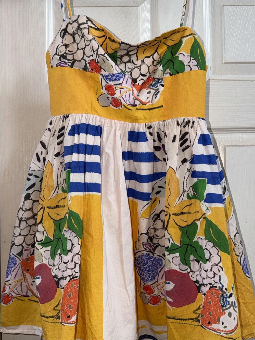 Zara Yellow Floral & Blue-Striped Sundress